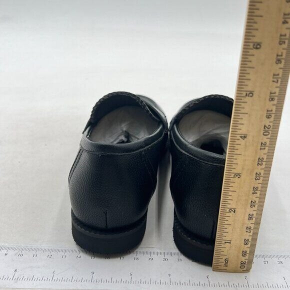 FYS Black Round Toe Slip On Penny Loafer Casual Chunky Low Heel Oxford Work Shoe - Picture 5 of 8